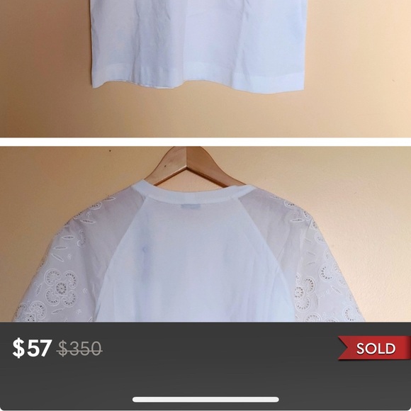 Sandro Paris white shirt with broderie anglaise wide sleeves - Picture 7 of 8